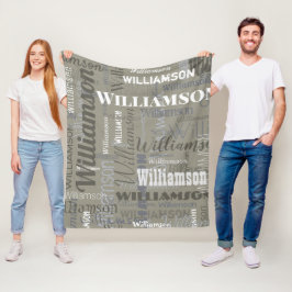 ニュートラルモダンの余分なロングネームの繰り返しパターン フリースブランケット