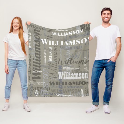 ニュートラルモダンの余分なロングネームの繰り返しパターン フリースブランケット (インサイチュ)