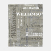 ニュートラルモダンの余分なロングネームの繰り返しパターン フリースブランケット (正面)