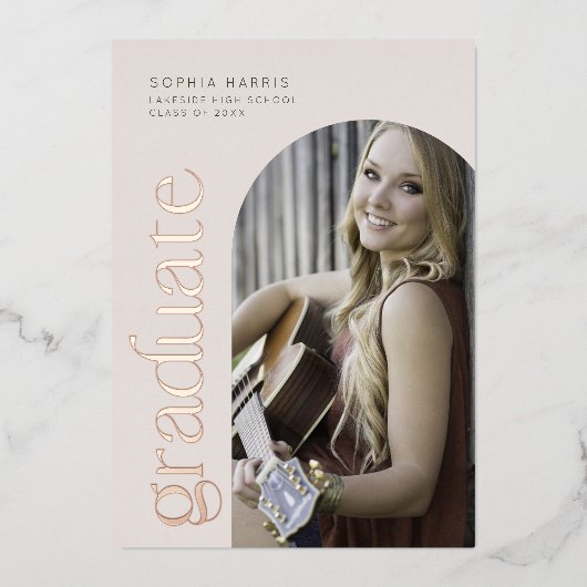 ニュートラルモダンアーチフォイル招待状 箔招待状 (正面)