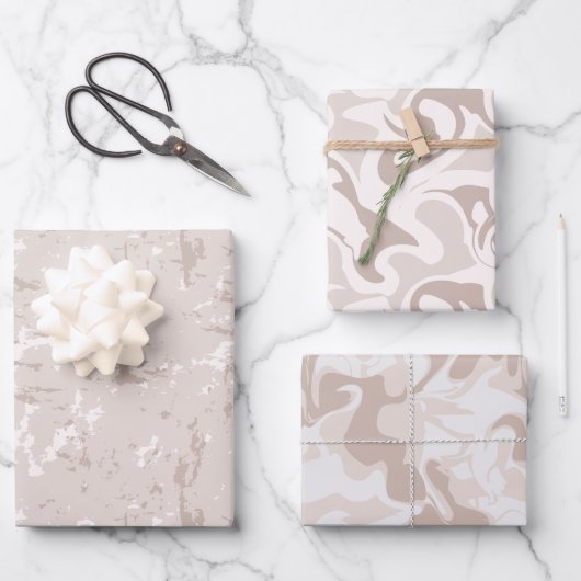 ニュートラルモダンカラー大理石 ラッピングペーパーシート (正面)