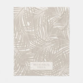 ニュートラルモダンカラー熱帯ヤシの葉パターン フリースブランケット (正面)