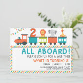 ニュートラルモダンサファリトレイン誕生日招待状 招待状 (スタンド正面)