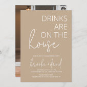 ニュートラルモダンタン引っ越し祝いパーティー招待状 招待状 (正面/裏面)