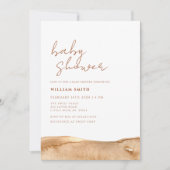 ニュートラルモダンテラコッタ抽象芸術ベビーシャワー 招待状 (正面)