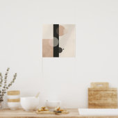 ニュートラルモダントーンの円と線 ポスター (キッチン)