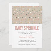 ニュートラルモダンピンクベビーガールスプリンクル招待状 招待状 (正面/裏面)