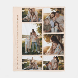 ニュートラルモダンファミリー6フォトコラージュ フリースブランケット