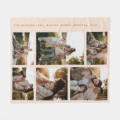 ニュートラルモダンファミリー6フォトコラージュ フリースブランケット (正面(横))