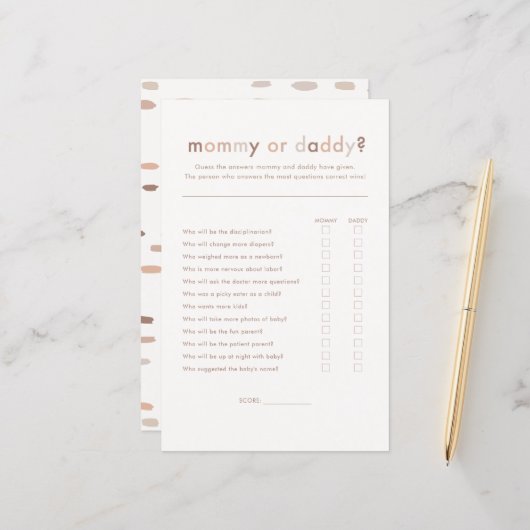 ニュートラルモダンベビーシャワーママまたはパパのゲーム (正面/裏面インサイチュ)