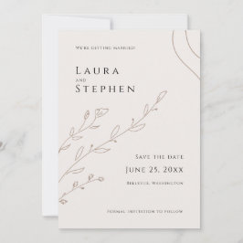 ニュートラルモダンベージュ植物保存日 招待状