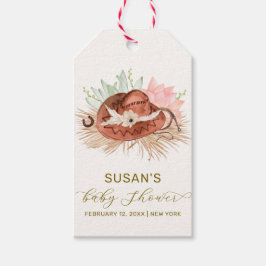 ニュートラルモダンボホカクタスカウボーイハットベビーシャワー ギフトタグ