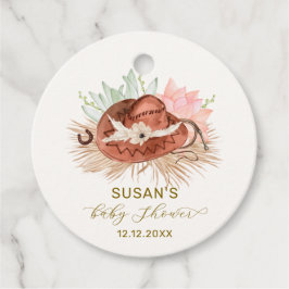 ニュートラルモダンボホカクタスカウボーイハットベビーシャワー フェイバータグ