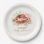 ニュートラルモダンボホカクタスカウボーイハットベビーシャワー ペーパープレート (正面)