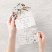 ニュートラルモダンボホフローラノディナー オールインワン招待状 (貼ってはがせる)