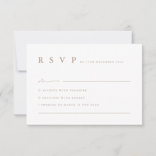 ニュートラルモダンミニマリストウェディングRSVPカード 出欠カード (正面)