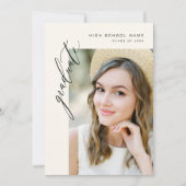 ニュートラルモダンミニマル写真卒業パーティー 招待状 (正面)