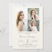 ニュートラルモダンミニマル写真卒業パーティー 招待状 (裏面)