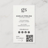 ニュートラルモノグラムフォトソーシャルメディアQRコード 名刺 (裏面)