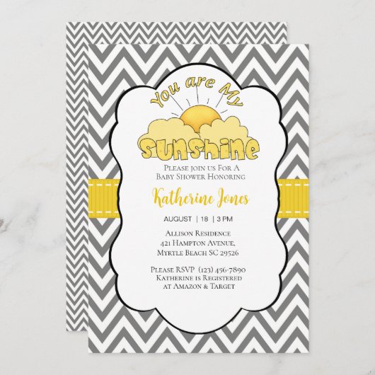 ニュートラルユーズマイサンシャインベビーシャワー招待状 招待状 (正面/裏面)