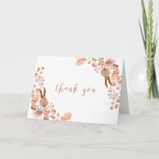 ニュートラルリトルワイルドフラワーボホベイビーシャワー サンキューカード (正面)