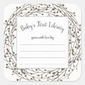 ニュートラルリースベビーシャワーブックプレートシール スクエアシール (正面)