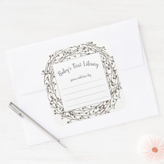 ニュートラルリースベビーシャワーブックプレートシール スクエアシール (封筒)