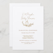 ニュートラルリールパンプキンベージュ色ベビーシャワー 招待状 (正面/裏面)