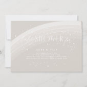 ニュートラルレインボーとスターホワイトベージュベビーシャワー 招待状 (正面)