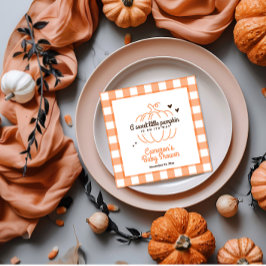 ニュートラルレトロカボチャオンザウェイベビーシャワー紙 スタンダードカクテルナプキン