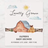 ニュートラルローカルグロウンファームバーンベビーシャワー ワインラベル (シングルラベル)