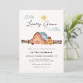 ニュートラルローカルグロウンファームバーンベビーシャワー 招待状 (スタンド正面)