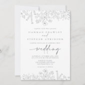 ニュートラルワイルドフラワーフロント&バック結婚ズ 招待状 (正面)