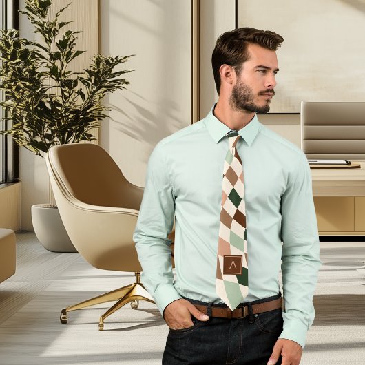 ニュートラルワープのチェッカーボードモノグラムタイ ネクタイ