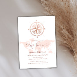 ニュートラルワールドマップトラベルアドベンチャーベビーシャワー 招待状