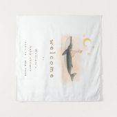 ニュートラルヴィンテージクジラ&ダックベビーシャワーウェルカム タペストリー (正面(横))