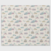 ニュートラルヴィンテージクリスマスツリーファームの風景 ラッピングペーパー (フラット)