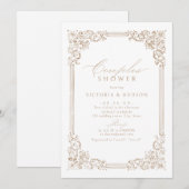 ニュートラルヴィンテージフレームエレガントカップルのシャワー 招待状 (正面/裏面)