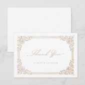ニュートラルヴィンテージフレームエレガントスクリプト サンキューカード (正面/裏面)
