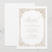 ニュートラルヴィンテージフレームエレガントブライダルブランチ 招待状 (正面/裏面)