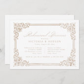 ニュートラルヴィンテージフレームエレガントリハーサルディナー 招待状 (正面/裏面)