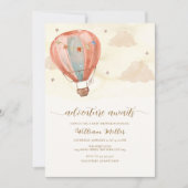 ニュートラルヴィンテージホットエアバルーンベビーシャワー 招待状 (正面)
