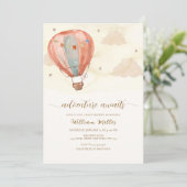 ニュートラルヴィンテージホットエアバルーンベビーシャワー 招待状 (スタンド正面)