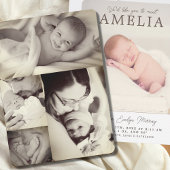 ニュートラル写真コラージュベビー発表 案内状