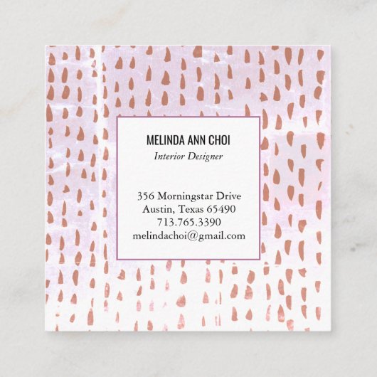 ニュートラル動揺してミニマル抽象芸術 スクエア名刺 (裏面)