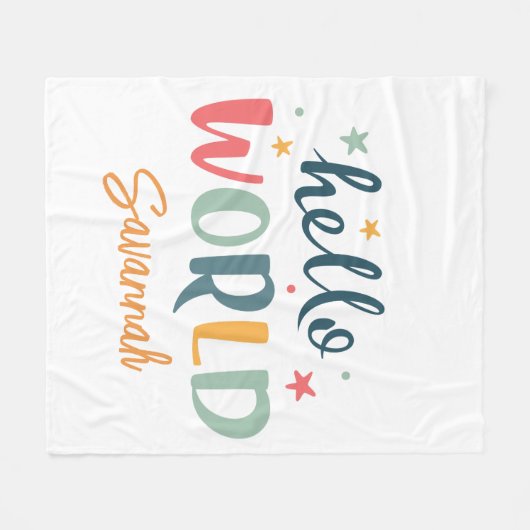 ニュートラル名前をカスタムするベビーシャワーベビー フリースブランケット (正面(横))