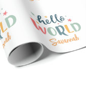 ニュートラル名前をカスタムするベビーシャワーベビー ラッピングペーパー (ロールコーナー)