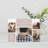 ニュートラル婚約リングや輪写真の保存日付 招待状 (スタンド正面)