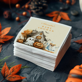 ニュートラル幽霊ハロウィーンベビーシャワー スタンダードカクテルナプキン