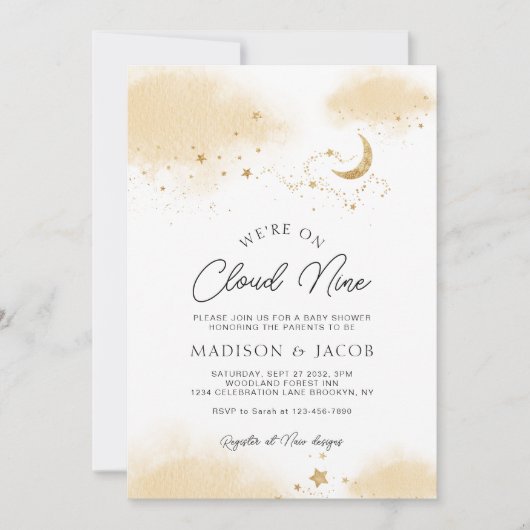 ニュートラル我々はクラウド9ベビーシャワー招待状 招待状 (正面)
